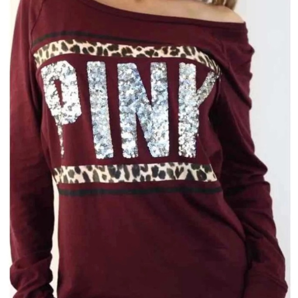 PINK small bling/cheetah/maroon long sleeve